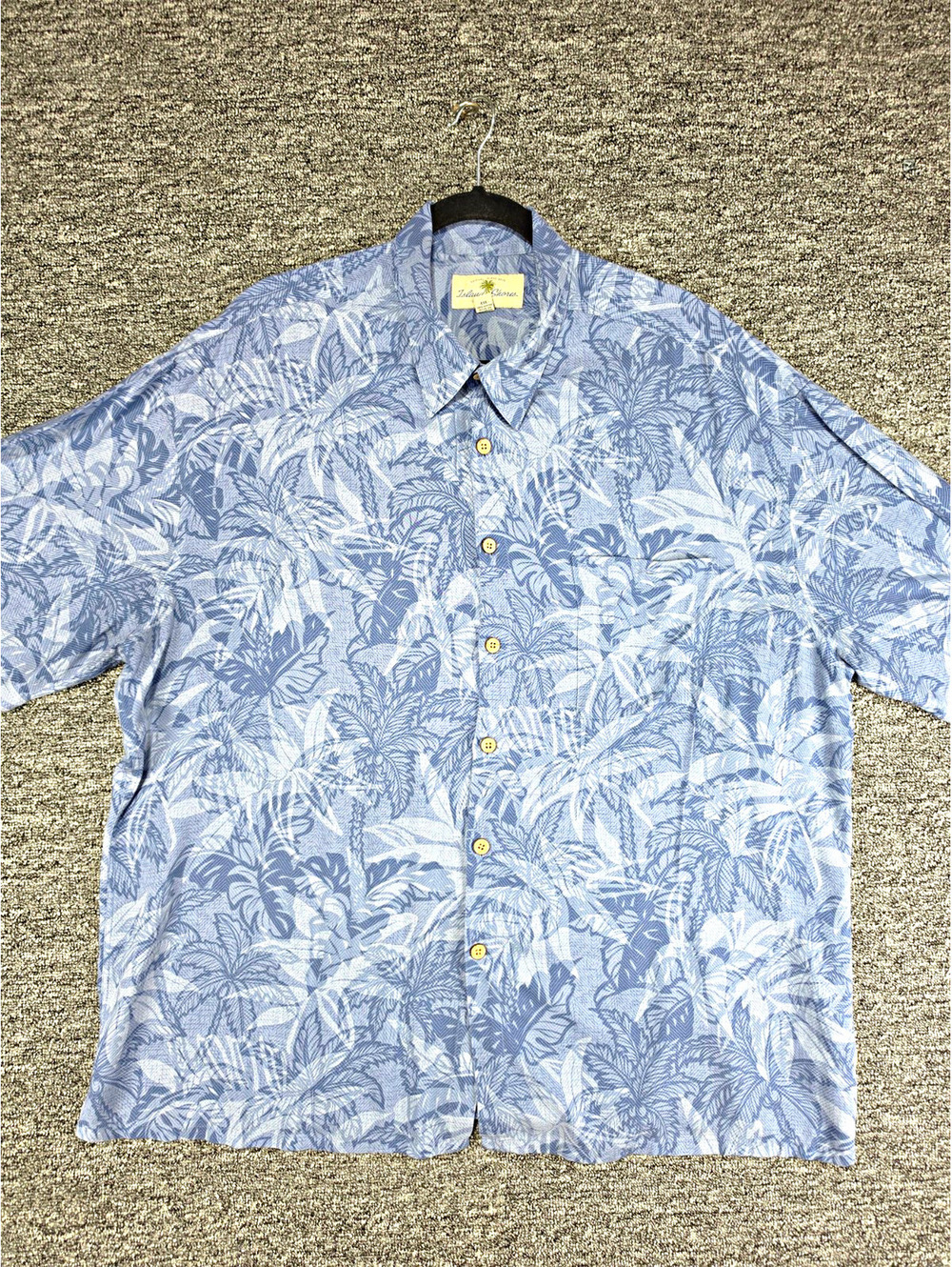 Island Shores Men's 2XL Blue Tropical Hawaiian Rayon Short Sleeve Shirt